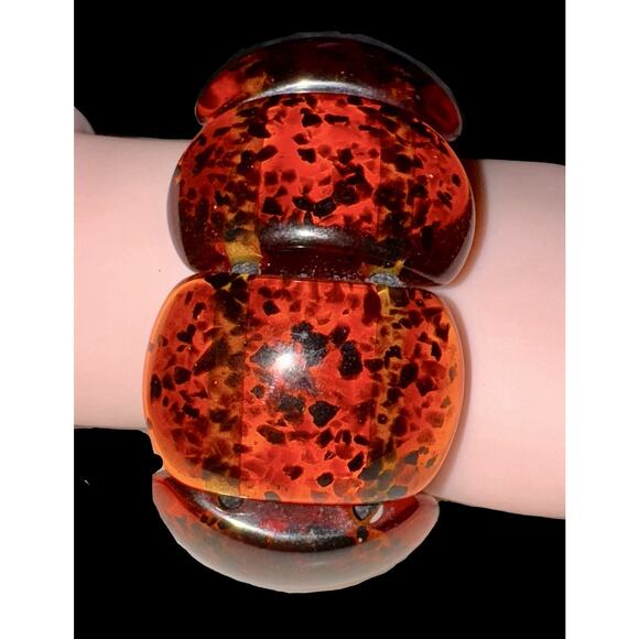 Sobral Amber RJ Efeitors Jackie Brazil Amber Confetti Resin Stretch Bracelet - Picture 3 of 10